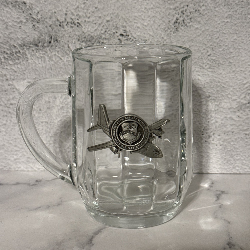 189th Airlift Wing Arkansas Air National Guard Glass Coffee Mug EUC